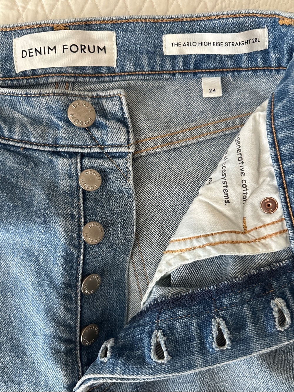 Denim Forum Aritzia The Arlo High Rise Straight Jeans Size 24 | 7 Yrs Bleu Taboo - Picture 4 of 14